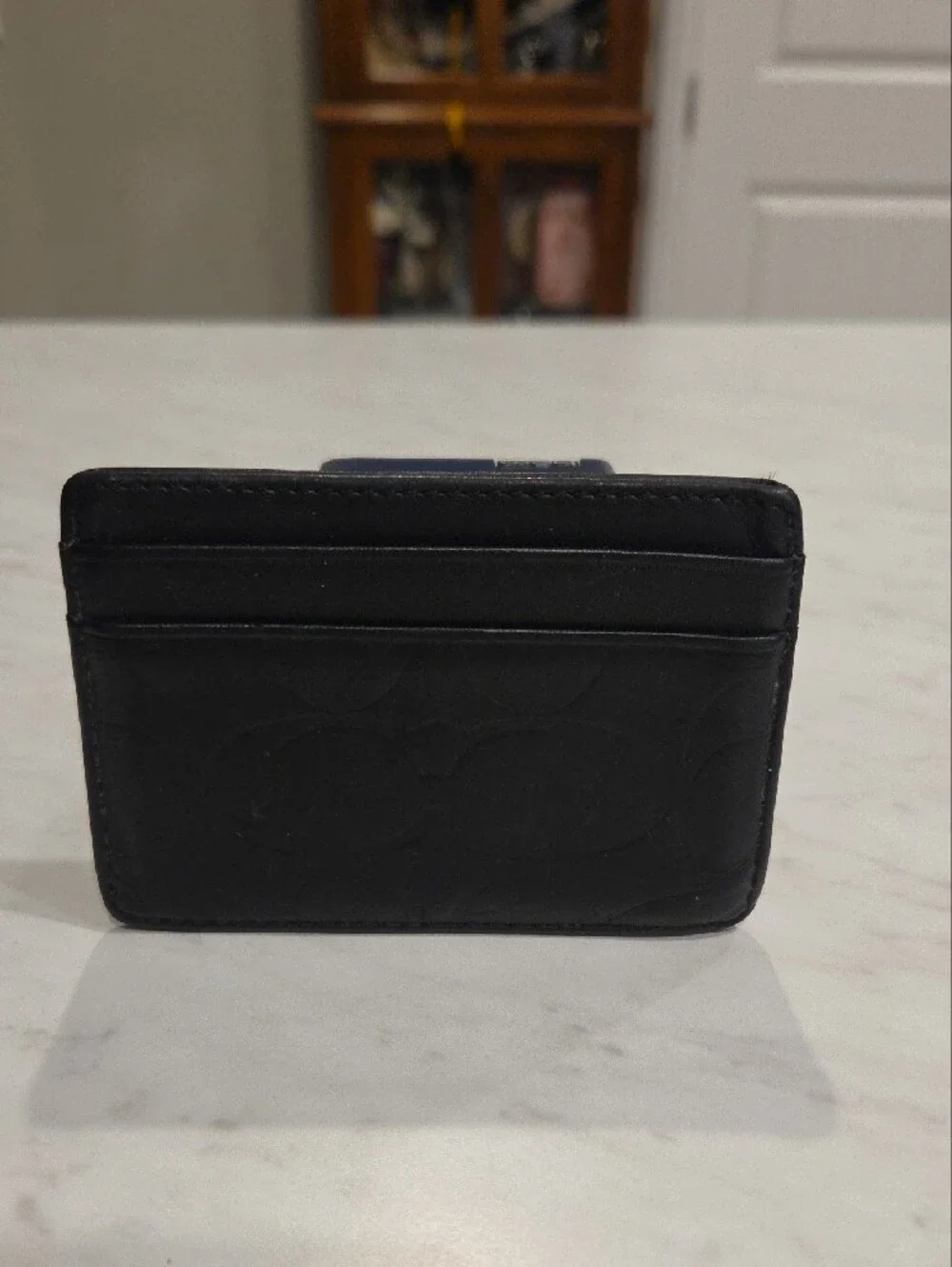 Coach Black Leather Card Holder With Clip